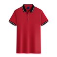 thumbnail image 1 of JTieacloth Button Collar Shirts Short Sleeve Collar Shirt Red L, 1 of 2
