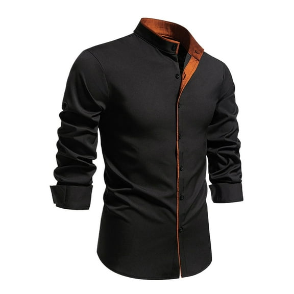 JTieacloth Button Down Shirt for Men 2025 Men's Casual Fashion Long Sleeved Shirt Black