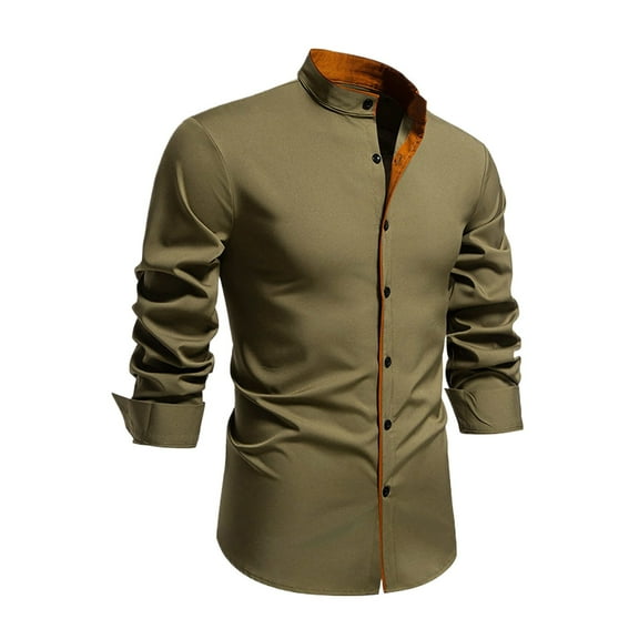 JTieacloth Button Down Shirt for Men 2025 Men's Casual Fashion Long Sleeved Shirt Green