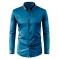 thumbnail image 1 of JTieacloth Button Down Shirt for Men Male Color Blocked Diamond Button Lapel Shirt Slim Fit Business Casual Design Shirt Blue, 1 of 2