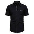 thumbnail image 1 of JTieacloth Button Down Shirt for Men Men's Design Sense Summer Fashion Short Sleeve Shirt Loose Large Size Shirt Black, 1 of 6