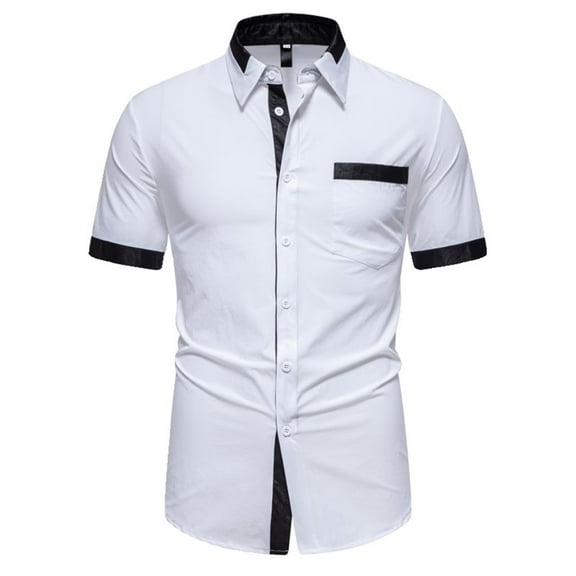 JTieacloth Button Down Shirt for Men Men's Design Sense Summer Fashion Short Sleeve Shirt Loose Large Size Shirt White