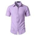 thumbnail image 1 of JTieacloth Button Up Dress Shirt with Pocket Men's Casual Short Sleeve Striped Shirt With Open Collar And Loose Fit For Summer Wear Wrinkle Durable And Easy Care Design Purple, 1 of 6