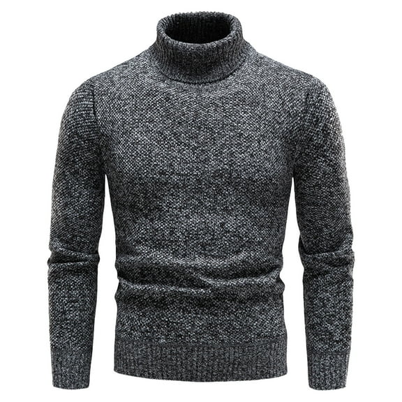 JTieacloth Cardigan Sweater Mens Knit Slim Fit Pullover And Pile Turtleneck Sweater Jacket(Gray)