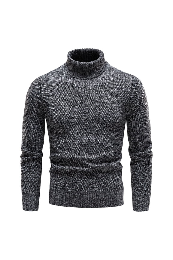 Cardigan Sweater Mens Knit Slim Fit Pullover And Pile Turtleneck Sweater Jacket(Gray)