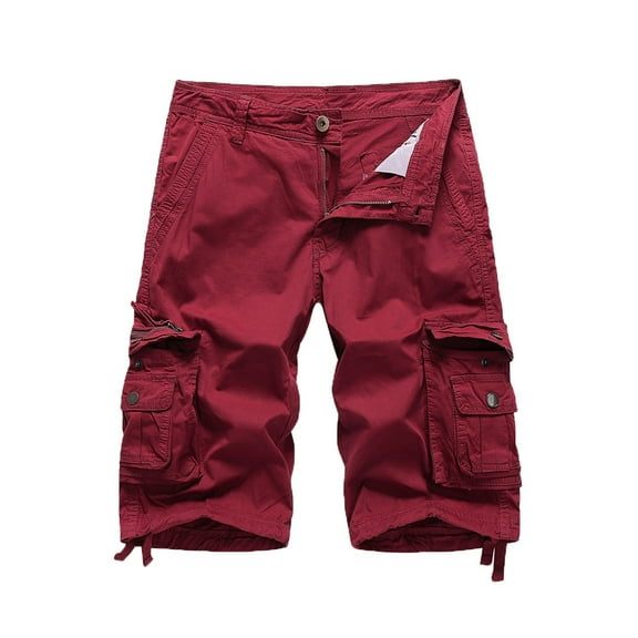 JTieacloth Cargo Shorts for Men Men's Casual Cargo Shorts Big And Tall Relaxed Fit Pocket Work Shorts Comfortable Summer Outdoor Short Pants,Red