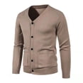 thumbnail image 1 of JTieacloth Casual Basic Sweaters Mens Casual Button Solid V Neck Slim Fit Warm Sweater Cardigan Coat(Brown), 1 of 2