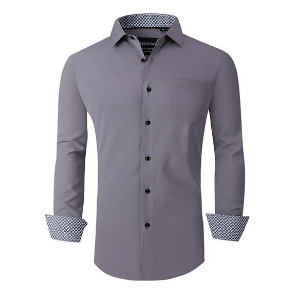 JTieacloth Casual Button Down Shirts Men's Long Sleeve Button Down Dress Shirts Business Casual Untucked Stretch Shirts Gray
