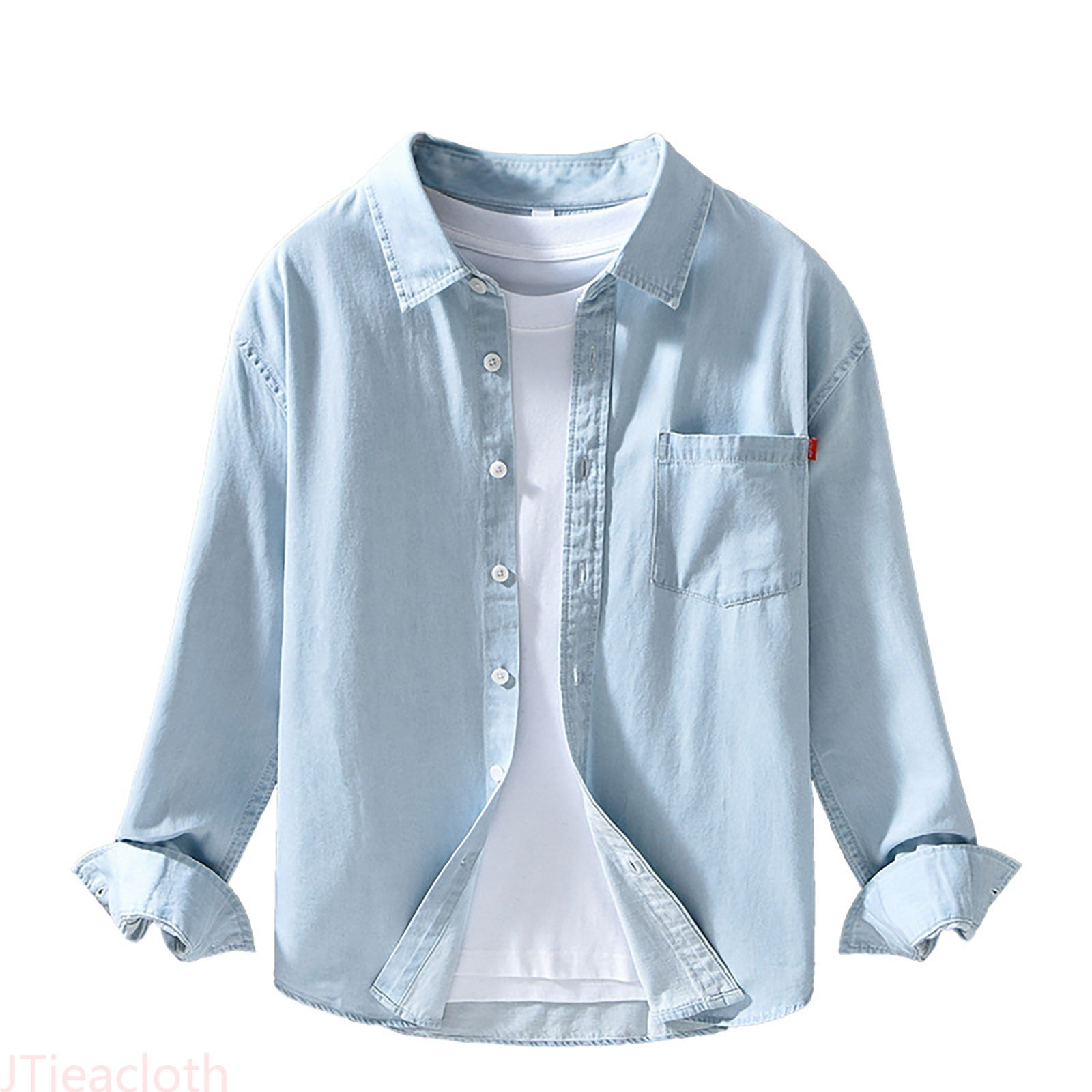 JTieacloth Casual Denim Shirt Long Sleeve Style Jacket Top Outerwear ...
