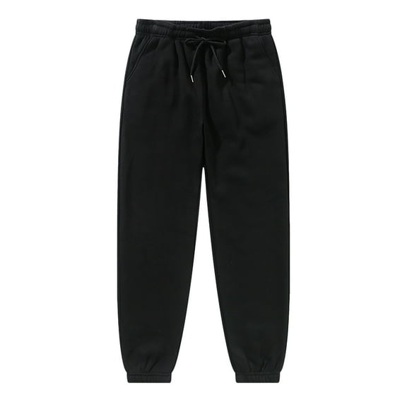 JTieacloth Casual Loose Drawstring Pants Fleece Jogger Pants Casual Athletic Sweatpants With Cuffed Ankles For Running Workout And Daily Comfort Black