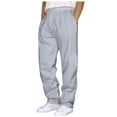 thumbnail image 1 of JTieacloth Casual Loose Drawstring Pants Men Solid Color Drawstring Straight Leg Casual Pants European And Loose Sports Trend Business Pants Gray, 1 of 4