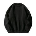 thumbnail image 1 of JTieacloth Casual Mens Sweaters Men's Chunky Knit Sweater Coat Winter Warm Textured Oversized Round Neck Pullover Casual Outwear Top(Black), 1 of 2