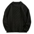 thumbnail image 1 of JTieacloth Casual Mens Sweaters Men's Sweater Winter New Round Neck Solid Color Versatile Knitted Sweater Men's Thick Bottom Knitted Sweater(Black), 1 of 2