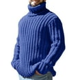 thumbnail image 1 of JTieacloth Casual Mens Sweaters Mens Autumn And Winter Fashion Casual Turtleneck Color Matching Knitted Wool Coat Sweater(Blue), 1 of 3