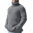 thumbnail image 1 of JTieacloth Casual Mens Sweaters Mens Autumn And Winter Fashion Casual Turtleneck Color Matching Knitted Wool Coat Sweater(Gray), 1 of 3