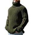 thumbnail image 1 of JTieacloth Casual Mens Sweaters Mens Autumn And Winter Fashion Casual Turtleneck Color Matching Knitted Wool Coat Sweater(Green), 1 of 3