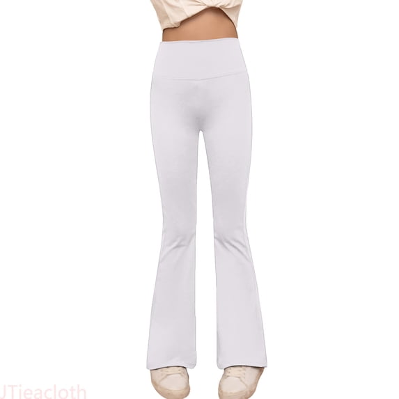 JTieacloth Casual Pants for Girls Girls High Waist Yoga Pants Korean Style Hem Flared Leggings For Kids Stretchy Soft Comfortable Workout Bottoms,Sizes 3-4 Years