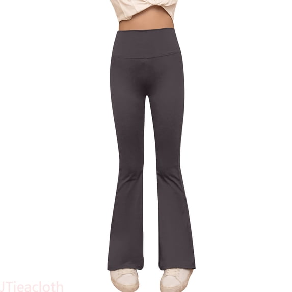 JTieacloth Casual Pants for Girls Girls High Waist Yoga Pants Korean Style Hem Flared Leggings For Kids Stretchy Soft Comfortable Workout Bottoms,Sizes 9-10 Years