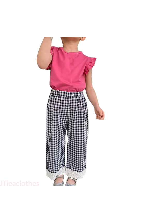 Casual Pants for Girls Toddler Baby Girl Boy Classic Pants Checkerboard Wide Leg Pants Long Pants Summer Loose Fashion Pants,Sizes 18-24 Months