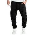 thumbnail image 1 of JTieacloth Casual Pants for Men Men's Autumn And Winter Fleece Overalls Men's Pocket Pants Sports Casual Pants Cargo Pants Black, 1 of 6
