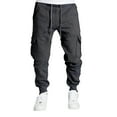 thumbnail image 1 of JTieacloth Casual Pants for Men Men's Autumn And Winter Fleece Overalls Men's Pocket Pants Sports Casual Pants Cargo Pants Gray, 1 of 6