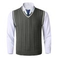 thumbnail image 1 of JTieacloth Casual Pullover Sweater Male Knitted Vest Vest V Neck Sleeveless Padded Sweater Vest(Gray), 1 of 5