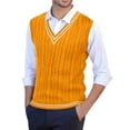 thumbnail image 1 of JTieacloth Casual Pullover Sweater Men's Sweater Vest Slim Fit Casual Knit Sleeveless Pullover Warm Winter Layering Stretchable Comfortable Lightweight Soft Yarn Crew Neck(Yellow), 1 of 4