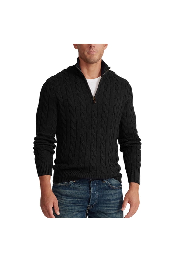 Casual Sweater Jackets Autumn And Winter Warm Turtleneck Sweater Half Turtleneck(Black)