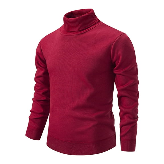JTieacloth Casual Sweater Jackets Men's Long Sleeve Knitted Sweater Casual Solid Keep Warm Pullover Tops(Red)