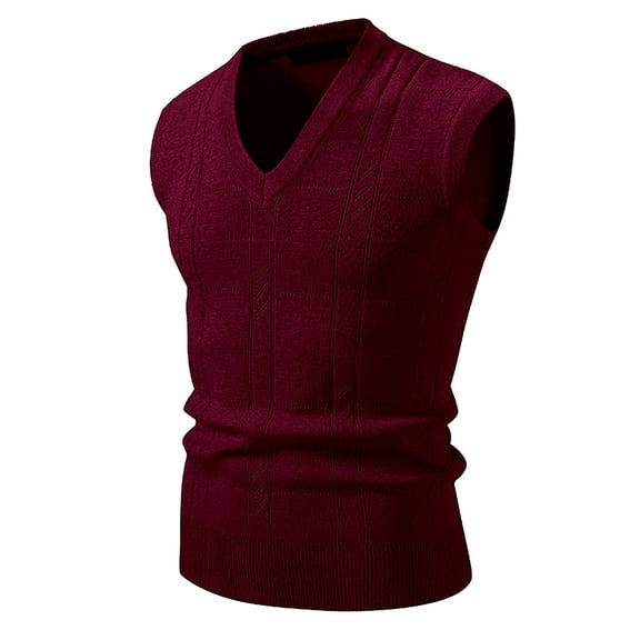 JTieacloth Casual Sweater Vest New Men's Sweater Undershirt Fashion Tw Isted Casual Slim V Neck Vest Men's Tops(Red)
