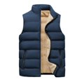 thumbnail image 1 of JTieacloth Casual Warm Coat Men's Casual Fleece Vest With Zipper Stand Collar Vest With Pocket Blue, 1 of 5