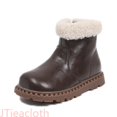 thumbnail image 1 of JTieacloth Children's Winter New Warm Girls' Leather Shoes Thickened Two Shoes Large Children's Leather Boots,Outdoor Warm Boots Brown, 1 of 6