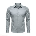 thumbnail image 1 of JTieacloth Classic Casual Long Sleeve Shirt Solid Color Button Down Collar Formal Business Wear Comfortable Daily Top Dress Shirts Gray, 1 of 3