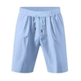 thumbnail image 1 of JTieacloth Classic Mens Cargo Short Men's Linen Summer Breathable Five Shorts,Blue, 1 of 4