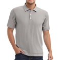 thumbnail image 1 of JTieacloth Collar Shirt for Men an Solid Color Lapel Button Knitted Jacquard Quick Drying Ice Silk Elastic Shirt For Men Casual Loose And Trendy Short Sleeved Shirt Gray XXXL, 1 of 6