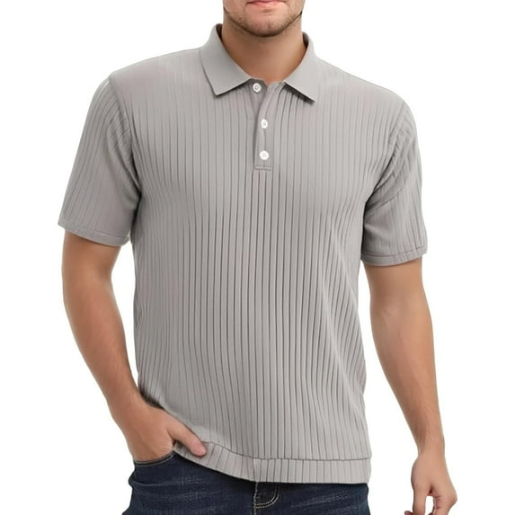 JTieacloth Collar Shirt for Men an Solid Color Lapel Button Knitted Jacquard Quick Drying Ice Silk Elastic Shirt For Men Casual Loose And Trendy Short Sleeved Shirt Gray XXXL