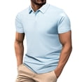 thumbnail image 1 of JTieacloth Collared T Shirt Men's Summer Lapel Short Sleeve Summer Thin Business Ice Silk Blue L, 1 of 4
