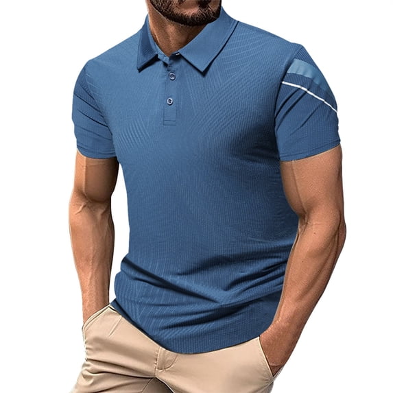JTieacloth Collared T Shirt Men's Summer Lapel Short Sleeve Summer Thin Business Ice Silk Blue XL