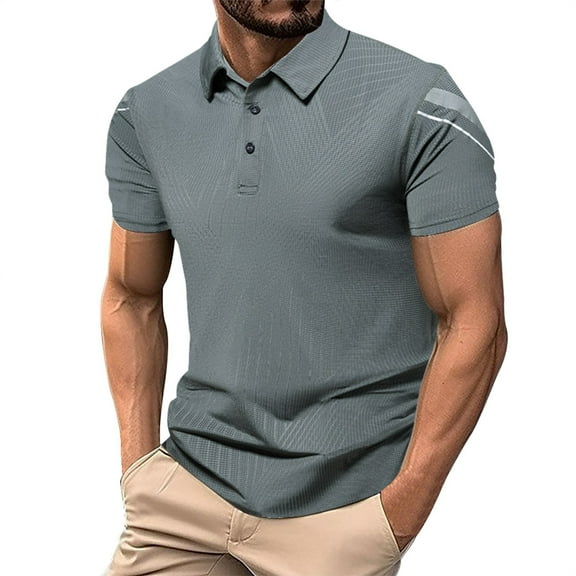 JTieacloth Collared T Shirt Men's Summer Lapel Short Sleeve Summer Thin Business Ice Silk Gray XL