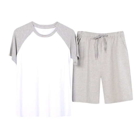 JTieacloth Comfy Nightwear Mens Summer Home Wear Casual Pajamas Home Set White