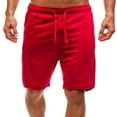thumbnail image 1 of JTieacloth Cotton Drawstring Cargo Shorts Men's Solid Color Casual Sports Shorts 5 Inches Loose Beach Shorts Plus Size Drawstring Shorts,Red, 1 of 3