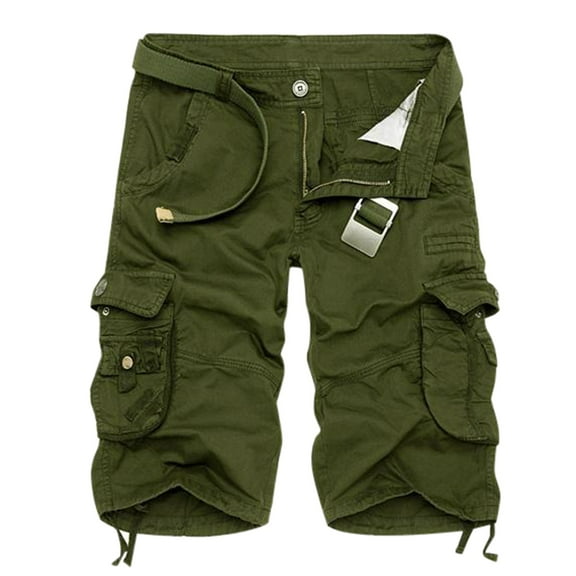 JTieacloth Cotton Drawstring Cargo Shorts Mens Fashion Sports Cotton Multi Pocket Camouflage Casual Short Pants,Green