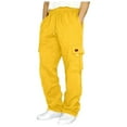 thumbnail image 1 of JTieacloth Cotton Linen Pants for Men Casual Pants Comfortable Joggers With Pocket Design Featuring Drawstring And Elastic For Everyday Style And Versatile Use Yellow, 1 of 3