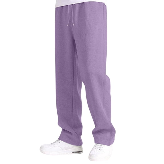JTieacloth Cotton Linen Pants for Men Mens Lined Sweatpants Wide Straight Leg Pants Bottom Sweatpants Joggers Pants Workout High Waisted Yoga Pants With Pockets Purple