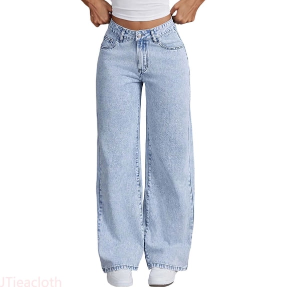JTieacloth Cute Girls Jeans Pants High Waisted Flared Denim Pants For Teen Girls With Embroidered Back Pockets And Snowflake Wash Distressed Wide Leg Design Stretch Jeans,Sizes 11-12 Years