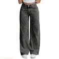 thumbnail image 1 of JTieacloth Cute Girls Jeans Pants High Waisted Flared Denim Pants For Teen Girls With Embroidered Back Pockets And Snowflake Wash Distressed Wide Leg Design Stretch Jeans,Sizes 11-12 Years, 1 of 7