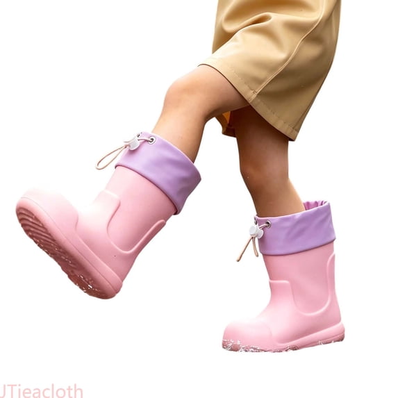 JTieacloth Cute Kids Rain Boots Boys Girls Lightweight Mid Calf Outdoor Boots School Playing Rain Shoes,Sizes 13.5-1