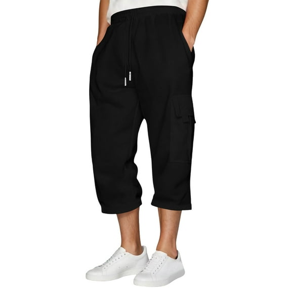 JTieacloth Drawstring Pants for Men Men's Casual Cargo Pants With Pocket Design Comfortable Stretch Fabric Relaxed Fit Outdoor Work Travel Everyday Wear Durable Lightweight Trousers For Men Black