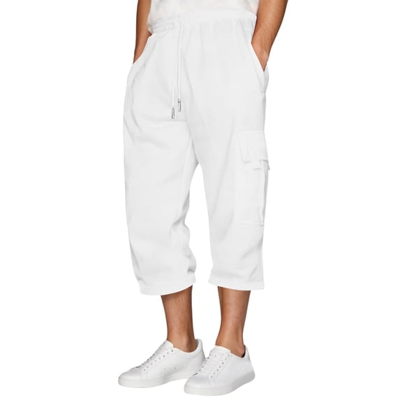 JTieacloth Drawstring Pants for Men Men's Casual Cargo Pants With Pocket Design Comfortable Stretch Fabric Relaxed Fit Outdoor Work Travel Everyday Wear Durable Lightweight Trousers For Men White