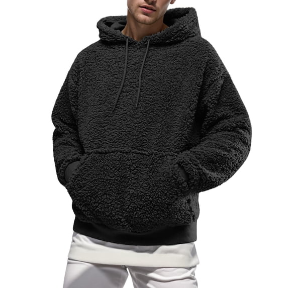 JTieacloth Drawstring Quarter Zip Sweatshirts Mens Autumn And Winter New European And American Plush Plus Fleece Hoodie Explosion Black